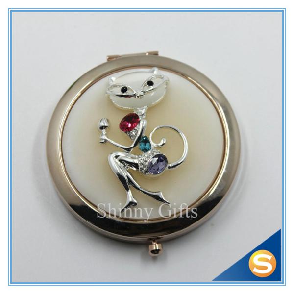 Shinny Gifts High-Grade Fox Design Makeup Mirror Crystal Round Cosmetic Mirror