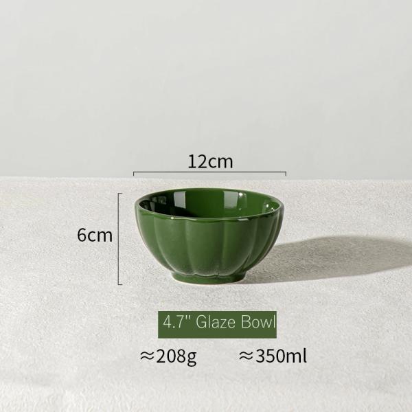 24-Piece Ceramic Dishes Set Green Pumpkin Kitchen Utensils For Porcelain Table Plates