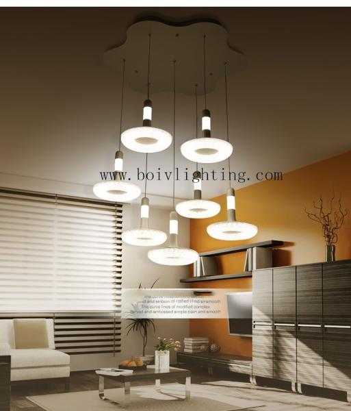 70W-130W Pendant  Lightings  And  Hanging  Restaurant  Lamp Three LED White Color Crystal