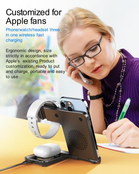 Portable Desktop Mobile Phone Wireless Charger 3In1 Folding Foldable 15W