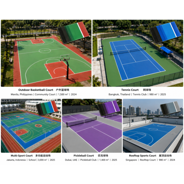 0.8mm - 1.2mm Acrylic Hard Court Surfacing UV Resistant Acrylic Sports Flooring