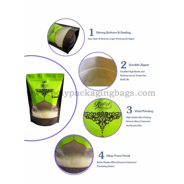 Frosted Printing Stand Up Compound Bag With Zip Lock For Food Packaging