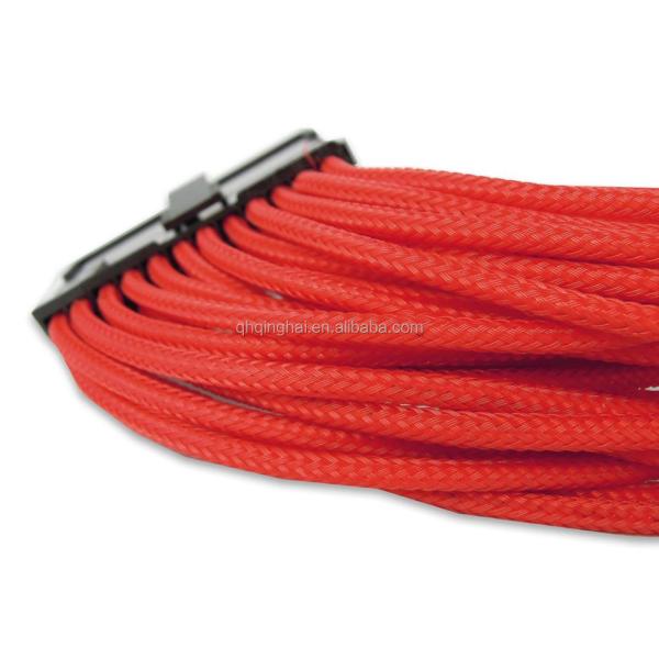 Good quality Red sleeved 24 pin ATX power supply extension cable 18AWG