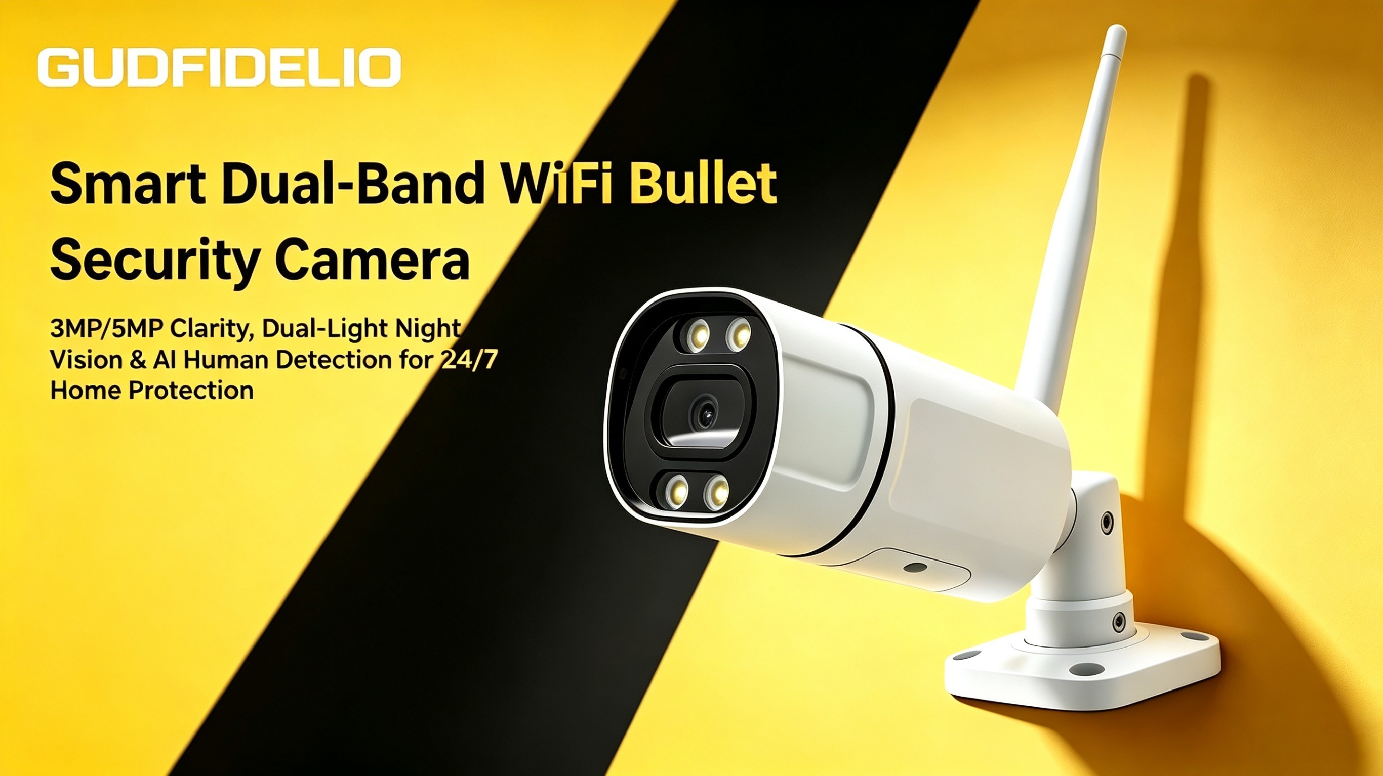 5mp Dual‑band Wifi Bullet Security Camera H.265 Dual‑light Night Vision Ai Human Detection Two‑way Audio Bluetooth Pairing Ip66 Outdoor Surveillance Camera Support Tf Card & Cloud Storage