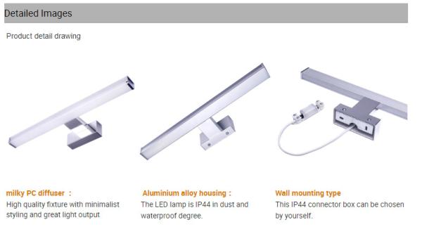 CE 240V LED Bathroom Mirror Light 8W Aluminium Wall Mounting