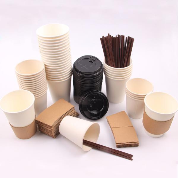 Eco friendly disposable coffee cups with lids and sleeve branded takeaway cups