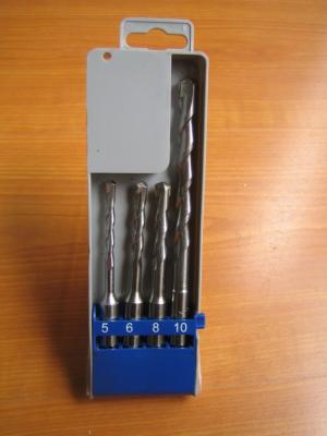 4-piece SDS-plus hammer drill set in Plastic box, single or cross tip