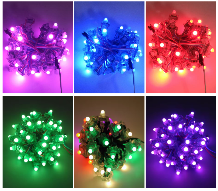 Полноцветные пиксельные светодиодные огни цифровой квадрат WS2811 RGB Pixel Module String Light 12mm 5V 12V RGB водонепроницаемые струны