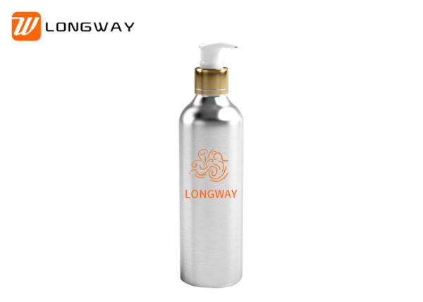 Round Silver Aluminum Cosmetic Containers , OEM Lotion Pump Bottle 250ml