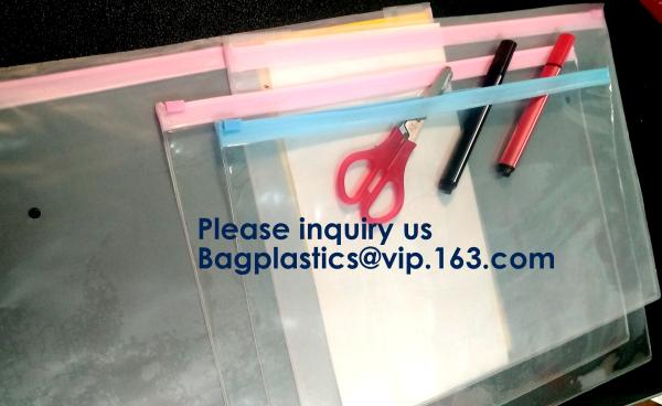 Document File Zip Bags with Hook Hanger Slider Stationary Pen Pencil Packaging Bags,Office Green Clear Zip Folders PVC F