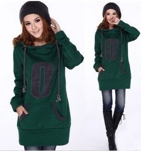 Длинние дамы/фуфайки женщин с капюшоном, хлопок 2 карманн