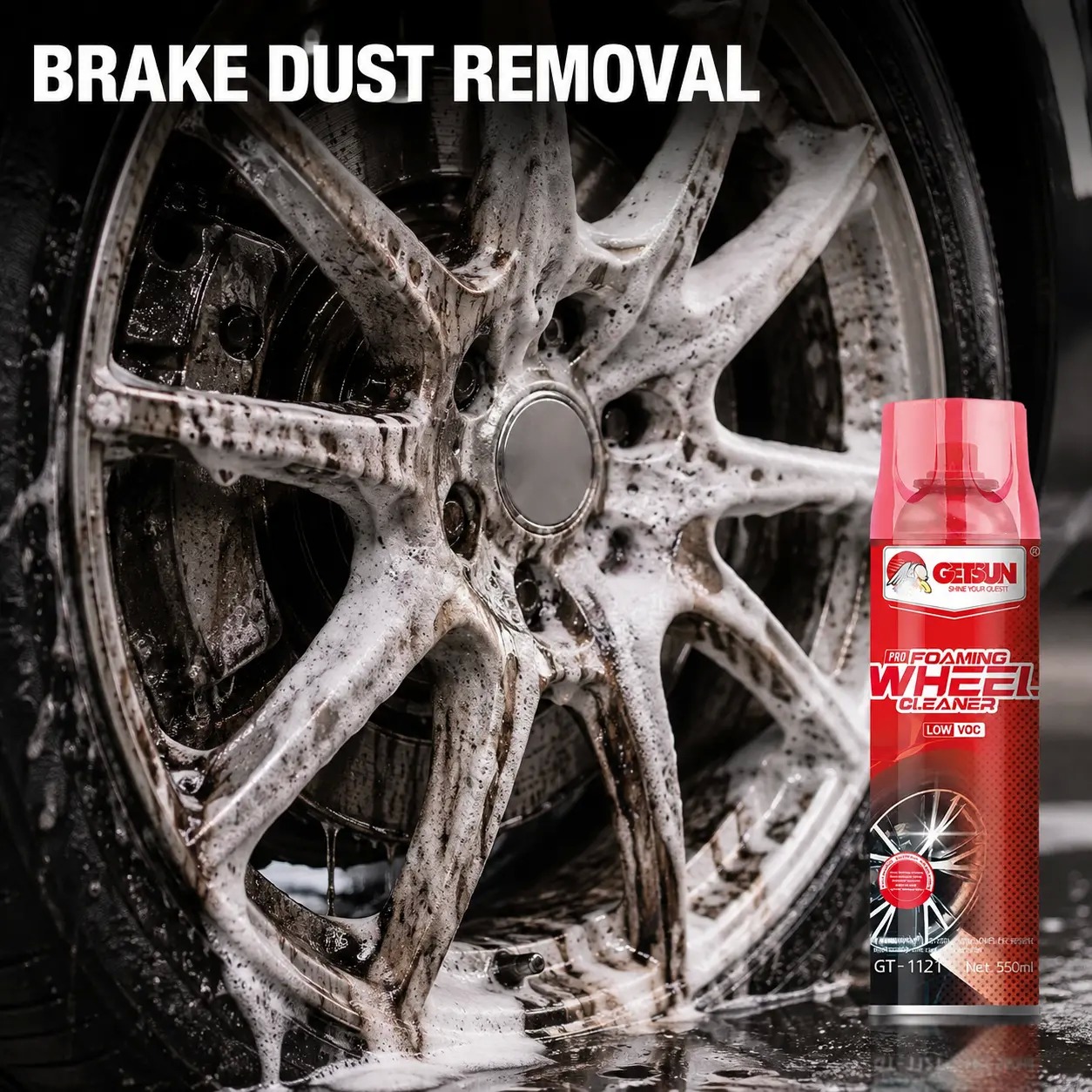 GETSUN 550ml Foaming Wheel Cleaner Spray for Cars Trucks and Motorcycles