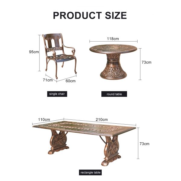 Outdoor Cast Aluminum Table and Chair Furniture Courtyard Balcony Garden Sets Customized