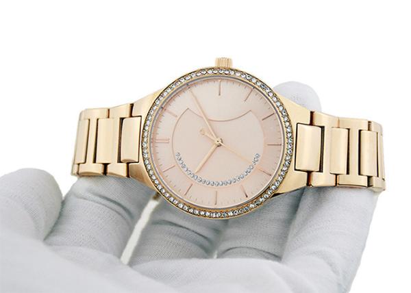 Stainless Steel Quartz Ladies Watches IP / PVD Rose Gold  Two Layers Dial