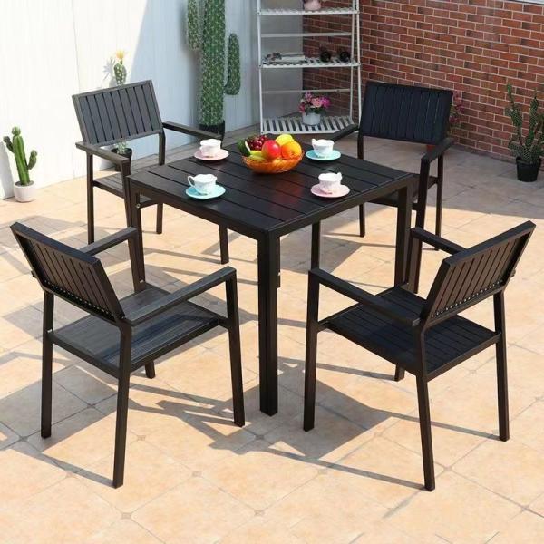 Outdoor Dining Chair Garden Aluminum Table and Plastic Wood Chairs for Patio Furniture