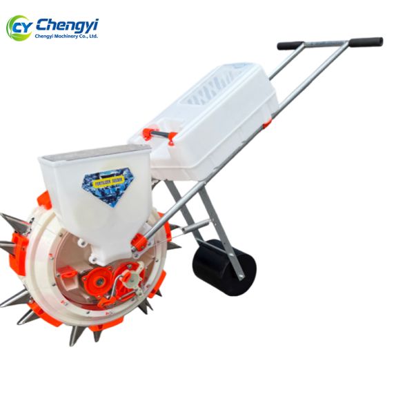 Iron Manual Seeder Machine With Fertilizing Mechanical Push Planter Durable Dual Purpose Farm Device