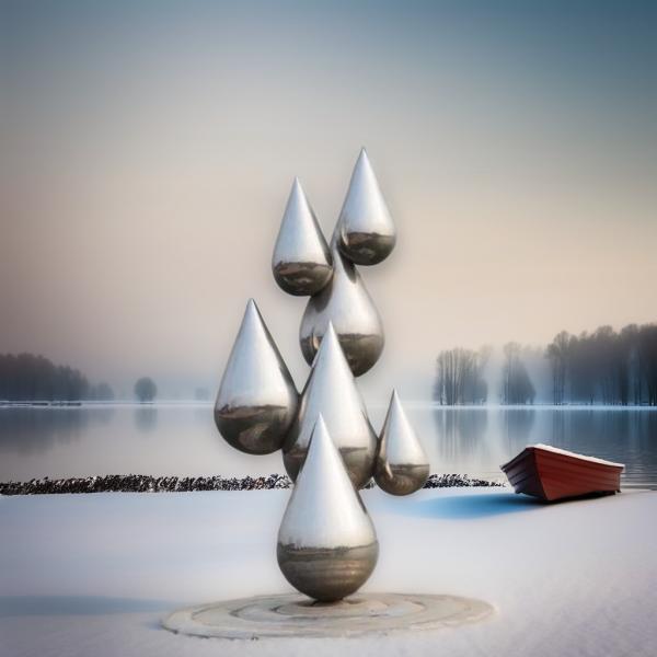 Современная скульптура из нержавеющей стали зеркало полированный водяной капель дизайн Внутренний наружной пользовательский сварка Металлические орнаменты