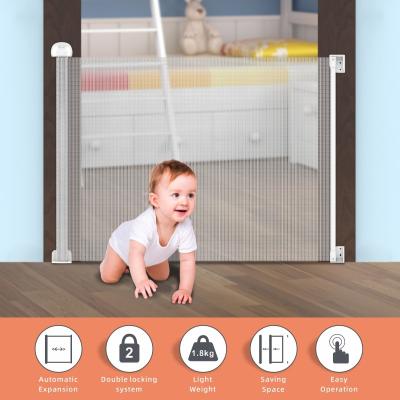 Space Saving Security Retractable Baby Gate White Grey Black Color