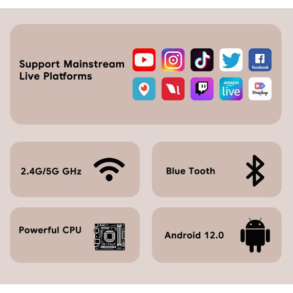 Professional 15.6 Inch 2K Touch Screen Desktop for Tiktok & Facebook Live Streaming All-in-One Live Broadcast Service Equipment