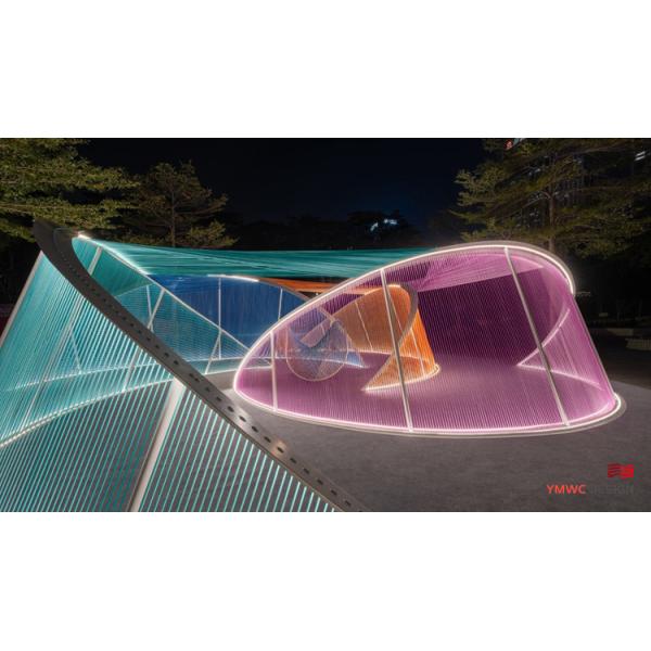 Artistic Installation Theme Stainless Steel Revolving Structure Interactive Light Art