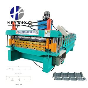 Double Layer Roll Forming Machine with PLC Control 45# Steel Rollers and 300H Steel Frame