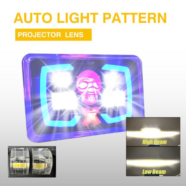 YAYE CG125 Semi-assembly Red Skull DRL Optical Projector Lens Motorcycle LED Accessory Headlight