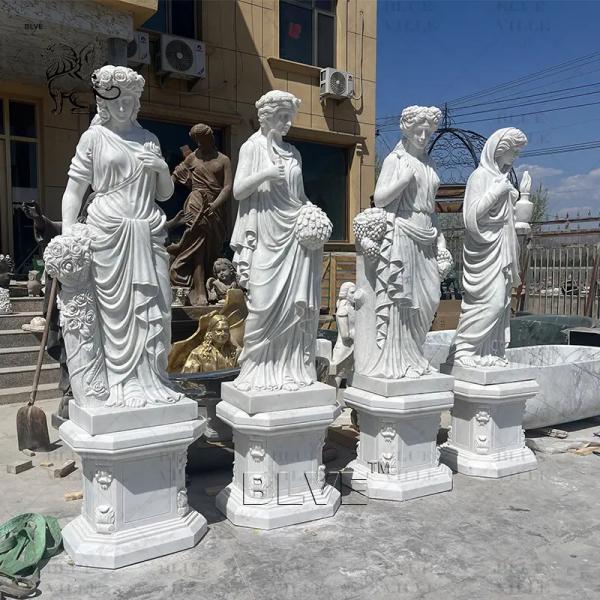 Four Seasons Goddess White Marble Sculpture Ancient Greek Lady Statue Garden Stone Carving Life Size Outdoor