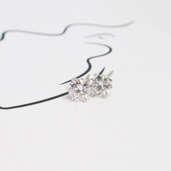 Wholesale 18K White Gold Plated 1CT Lab Diamond Stud Earring Fashion Jewelry for Weddings & Parties Rhodium Setting