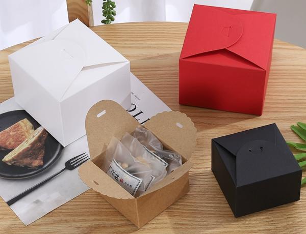 Custom Kraft Paper Dessert Box Square Handmade Cookie Packaging For Bakery Gifts