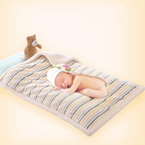 Fuzzy Warm Plush Fleece Throw Blanket Stripe Pattern Reversible Fleece Fluffy Blanket