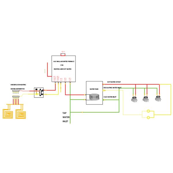 Heat Exchange Enamelling cylinder 100Liter Furnace Water Tank Wall Mounted