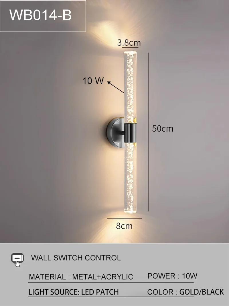 Luxury Wall Lamp Bedside Background Lamp Home Decoration Modern Led strip Crystal mirror headlights(WH-MR-84)