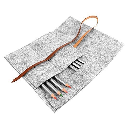 Bundle Felt Pencil Wrap Case , Wool Felt Fabric Pencil Case Cosmetic Bag