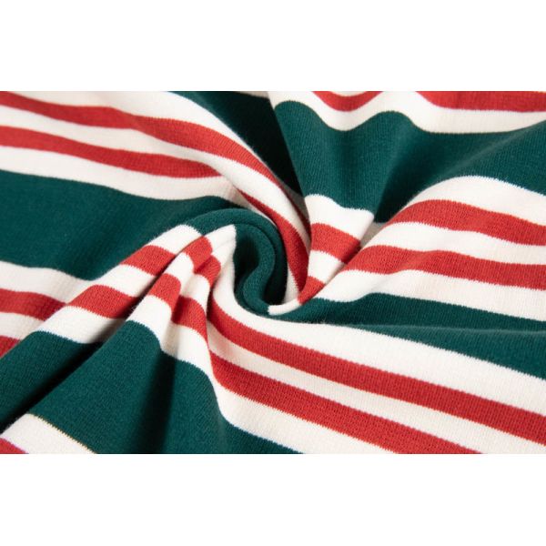 Womens Mens Green Stripe Crewneck Sweatshirts With Chenille Letter Patch