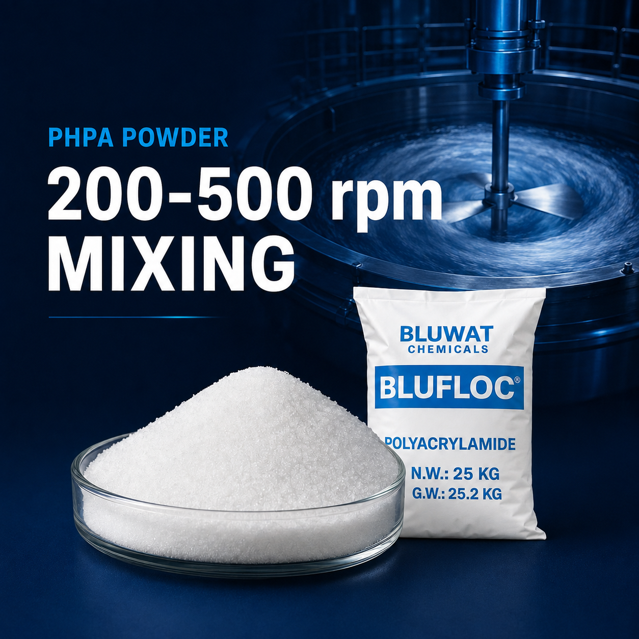 PHPA Powder Mixing at 200-500 rpm with One-Hour Hydration