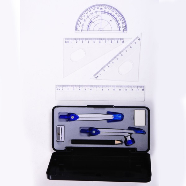 Whosale Cheap School Stationery Student 9pcs Geometry Box Mathematics Set