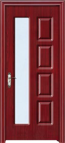 Solid Core Interior PVC Wood Doors From China Manufacturing, with clear tempered glass