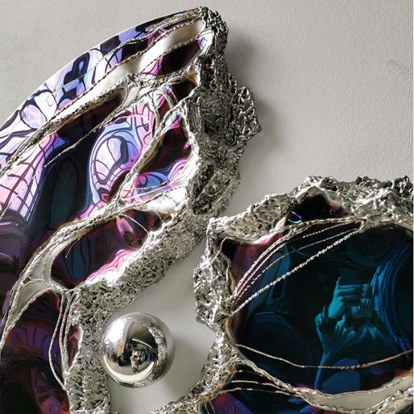 Metal Round Wall Object Mirror Decoration Unique Interior Welding Design