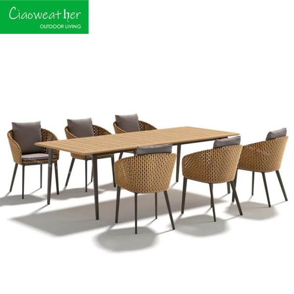 Outdoor Furniture Sofa Chair for Modern Courtyard Garden Made of Rattan Wicker Weaving Water-Resistant Cushion Included