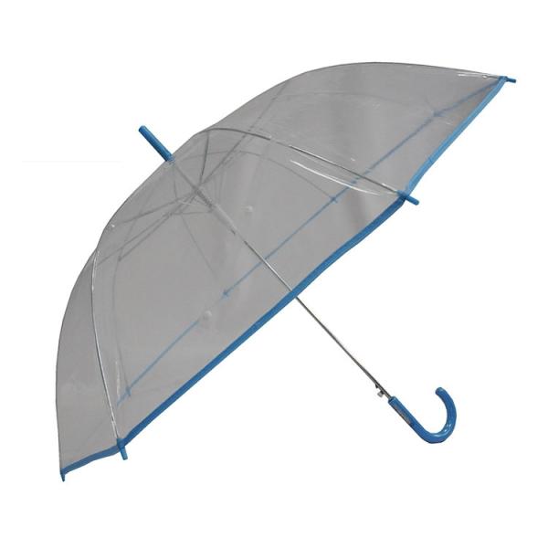 Transparent Clear POE Plastic See Through Umbrellas For Kids , Chrome Shaft