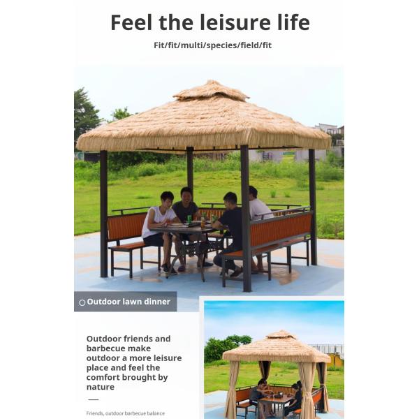 Doubletop Outdoor Thatched Garden Gazebos 3000*3000*3000mm