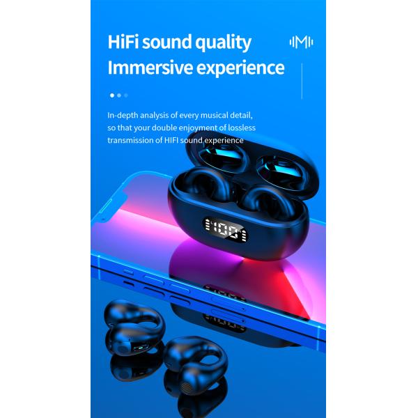 Waterproof Standard IPX-6 TWS BT 5.3 Earphone Touch Control and Battery Indicator Digital Display for LED Wireless Headphone