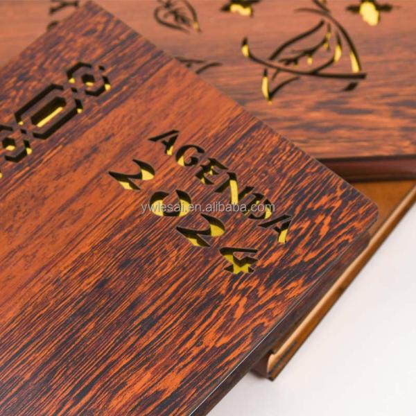 A5 Size Notepad Custom Printed Luxury Bamboo Wood Cover Notebook for Business Gift