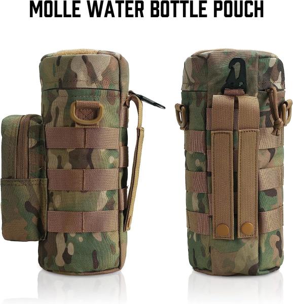 Tactical Molle Water Pouch, Tactical Bottle Holder Military Water Bottle Bag Hydration Carrier H20 Pouch Kettle Pouch