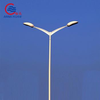 Q235b Galvanized Steel Street Light Pole Solar LED Lamp Dual Arm 90mm