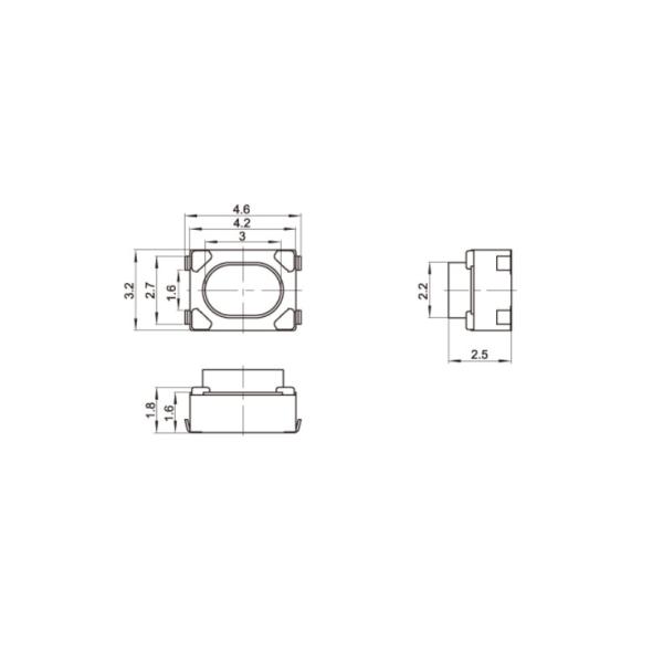 Micro Momentary Low Profile Tactile Switch SMD Type Terminal 4 Pin White Button