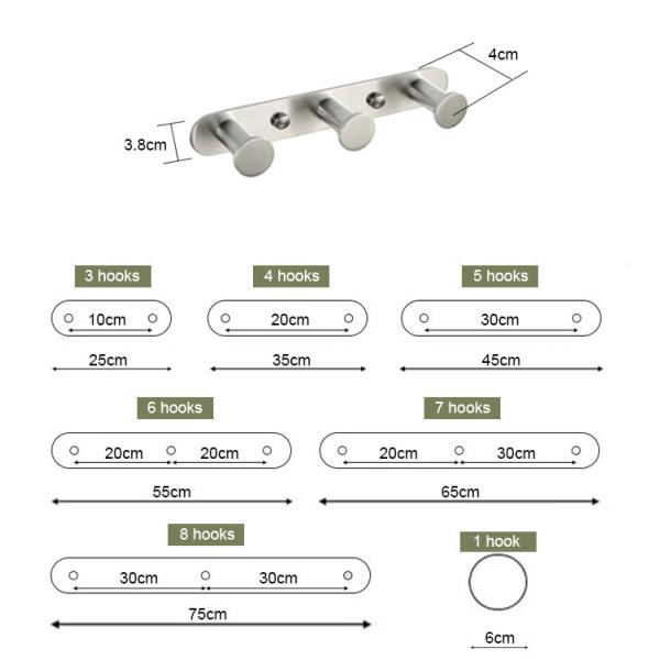 Wall Mounted Stainless Steel Robe Hooks With Mirror Polishing Finish