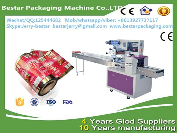 Flexible packaging aluminium foil roll film for egg roll with bestar pillow packaging machineBST-250B