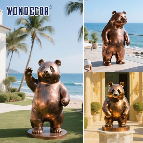 Famous Animal Casting Life Size Outdoor Garden Statue Bronze Panda Sculpture