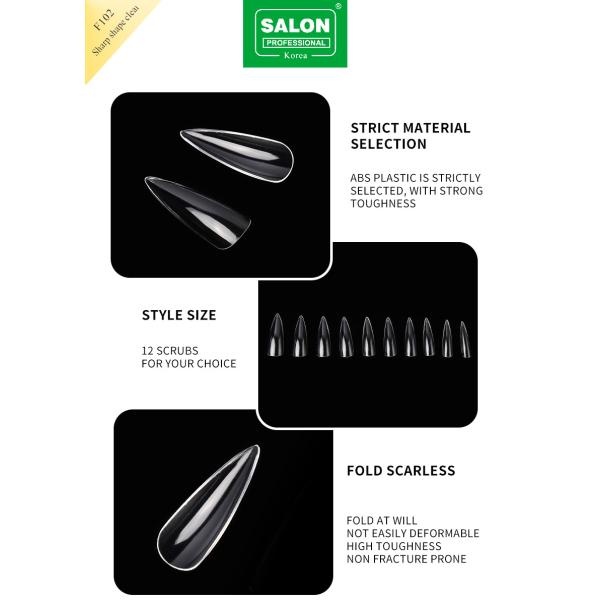500PCS Long Soft Gel Almond on Nail 12 Sizes Sharp Shape Acrylic Nail Tips for Nail Extensions